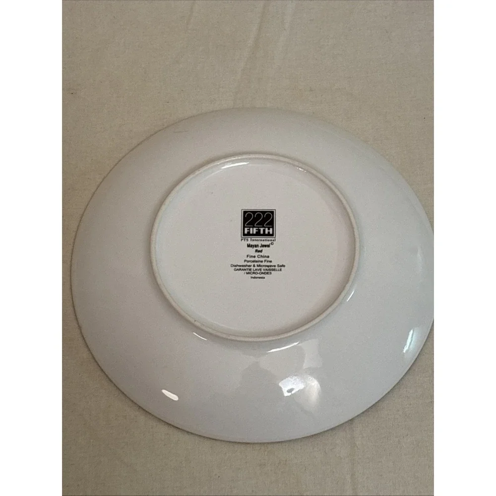 222 Fifth Mayan Jewel Red Fine China Small Salad Dessert Plates Set of 2 6.25